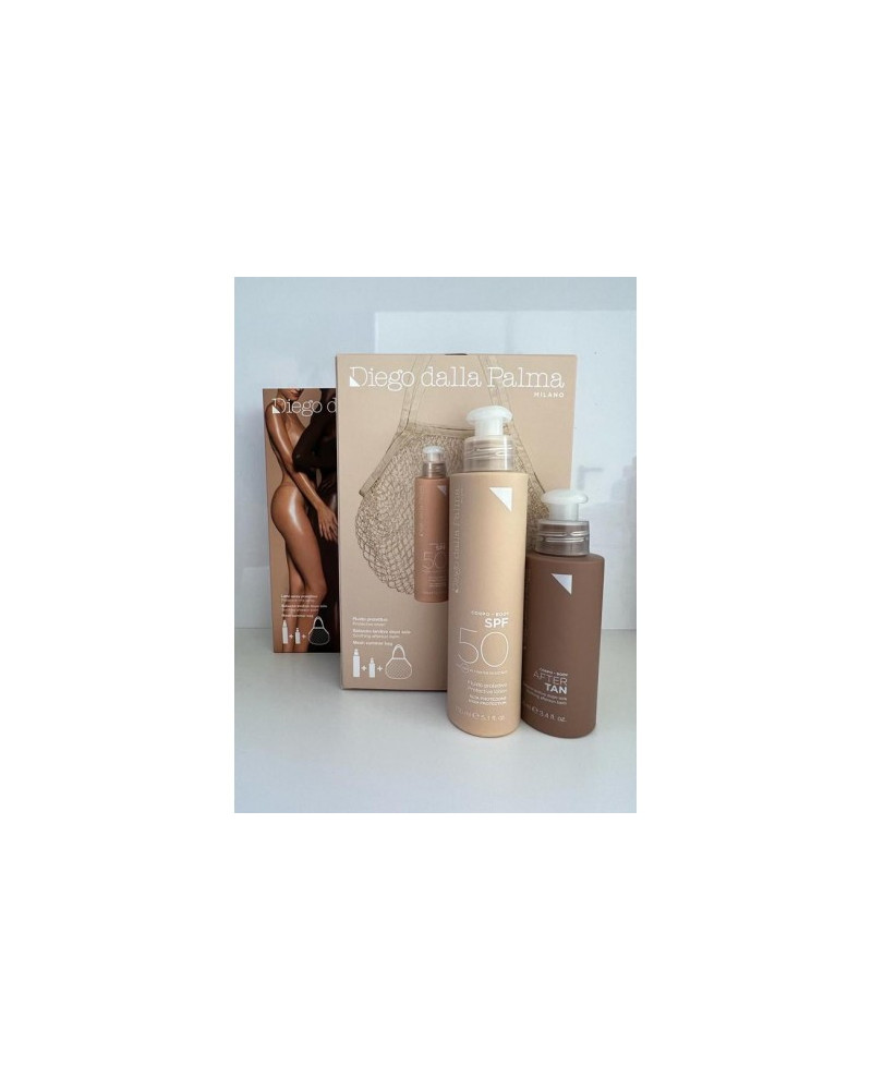 DIEGO DALLA PALMA SOLARE KIT CORPO FLUIDO SPF50+ DOPOSOLE 100 ML+BAG RETE